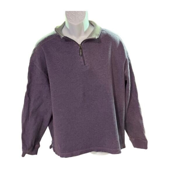 Mens Jos. A. Bank Quarter-Zip Pullover Sweater XL Purple Cotton - Picture 1 of 13